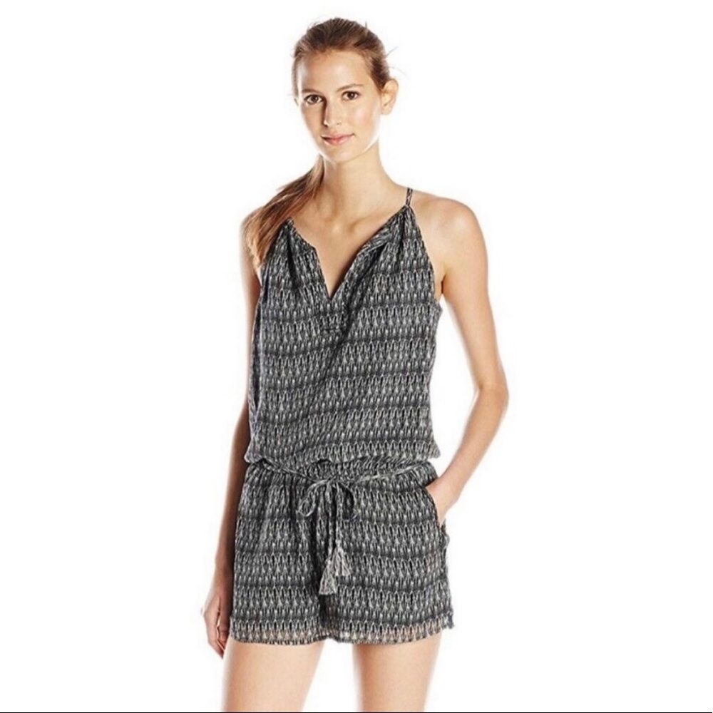 JOIE SILK ROMPER W/ TASSLE TIE BELT, SIZE XS